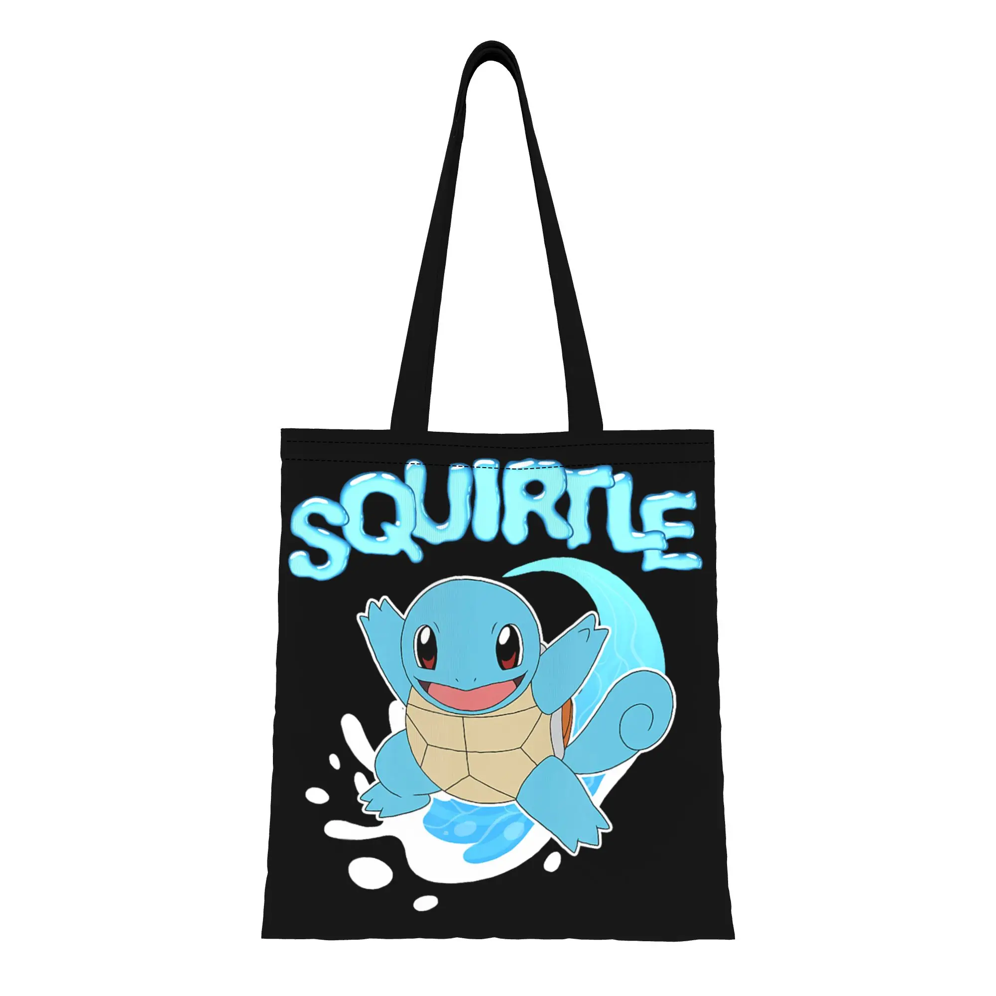 

Back to school season Squirtle Riding A Wave Cute Shot Pokemon Canvas Tote Bag Perfect for Travel Women's Top-Handle Bags