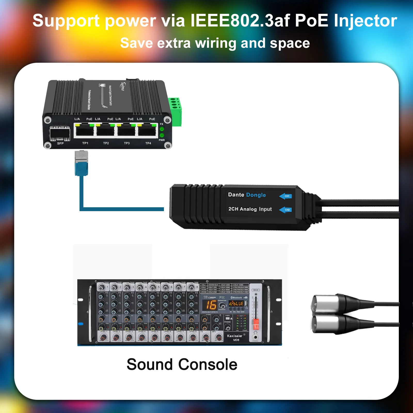 AudinateDante AVIO – アナログ双方向アダプター、PoE搭載、DanteドングルUSB I/Oデジタルオーディオ、2 * 2チャンネル対応