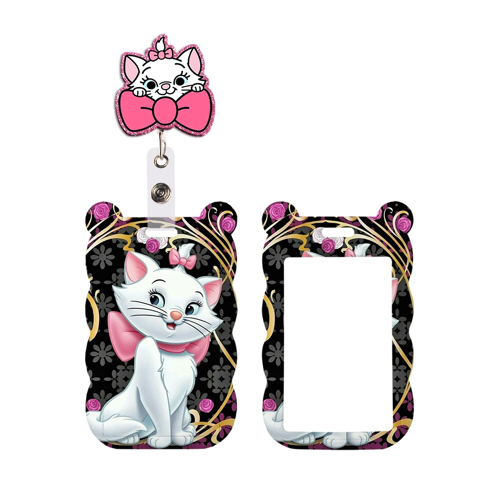 Etui na identyfikator z motywem Marie z kreskówki Disney, zawieszka na klucze, smycz na kartę studencką, akcesoria.