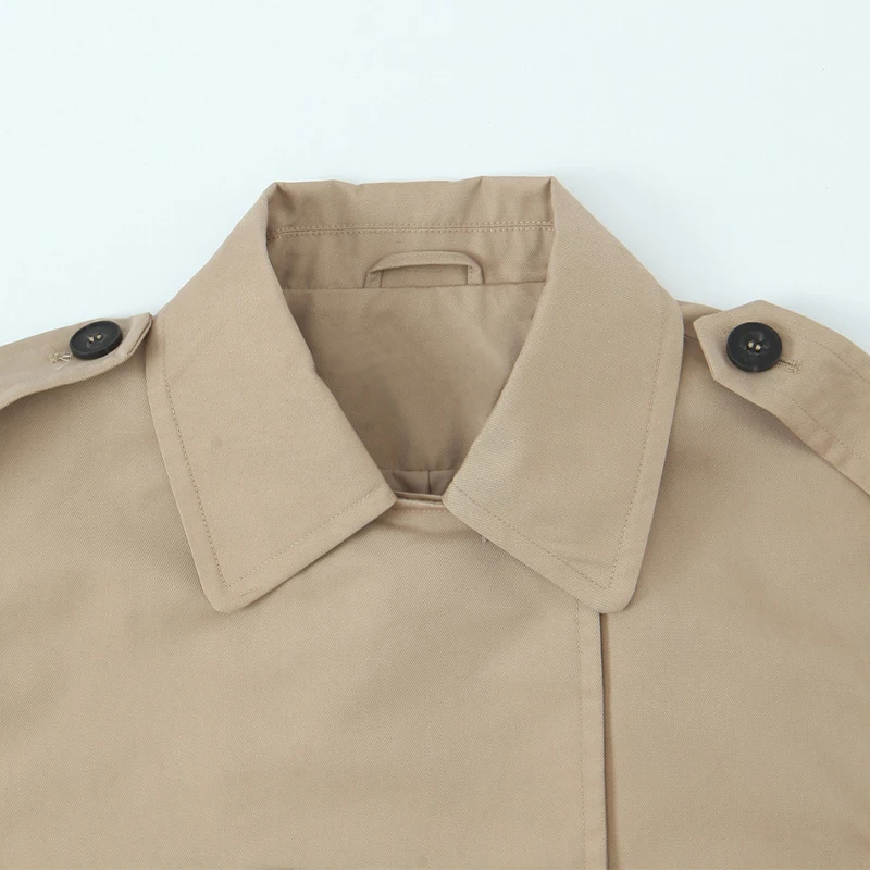 Willshela femmes mode kaki Double boutonnage court Trench veste Vintage col cranté à manches longues femme Chic dame manteau tenues