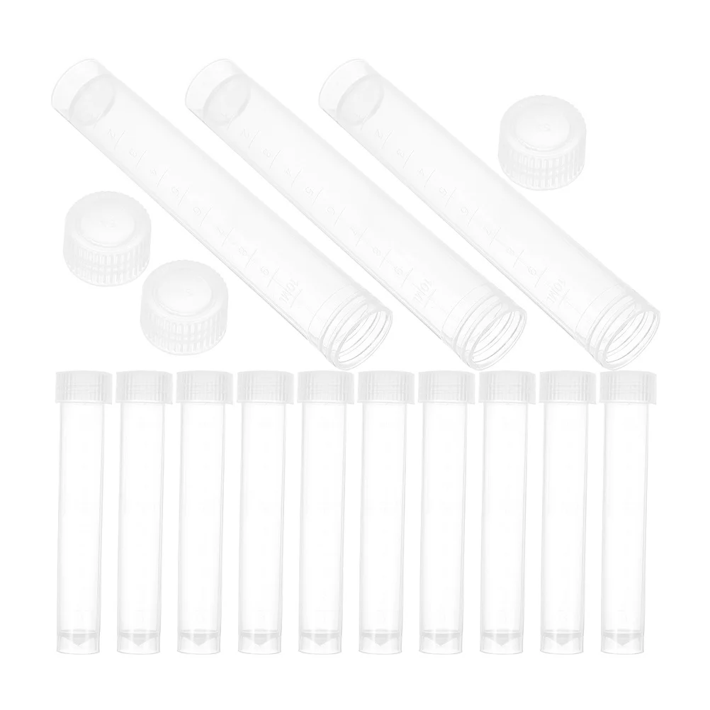 20 قطعة من أنابيب الاختبار البلاستيكية الشفافة مع قبعات متينة ومتينة للتجارب العلمية ونباتات تخزين أخذ العينات