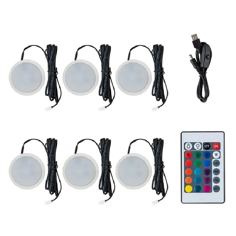 B50C USB Powered Dimmable RGB Under Cabinet Light DC5V 2W 24Key Remote Ceiling Lighting For Kitchen Wardrobe Bar