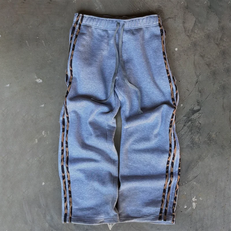 Modny 2-częściowy zestaw: bluza z kapturem z bocznymi paskami, uniwersalna, wygodna, elastyczne spodnie sportowe, styl Y2K, męski i damski, casualowy streetwear.