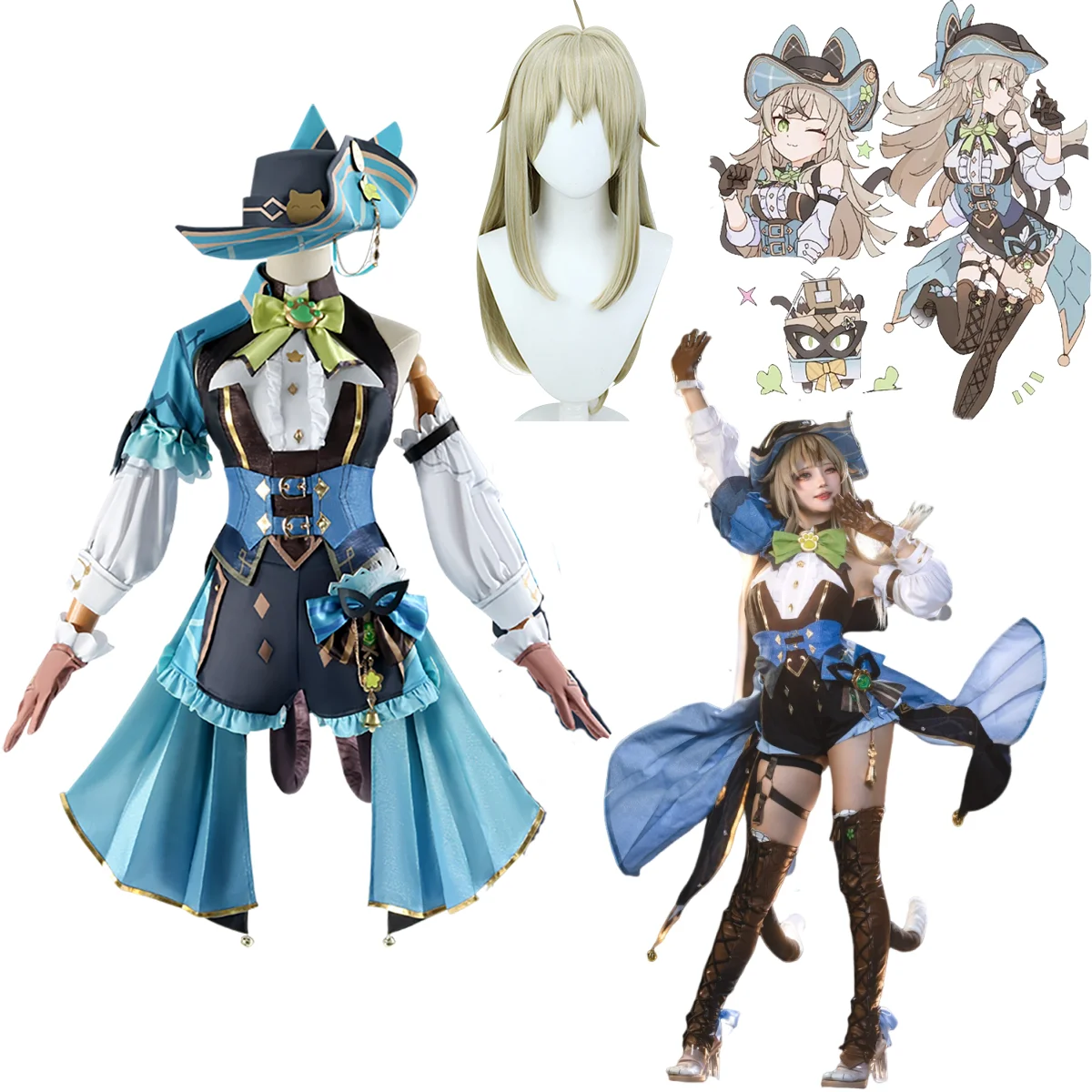 Genshin-Disfraz de Kirara de impacto para adulto, uniforme de carnaval, peluca de Anime, disfraces de fiesta de Halloween, juego de mascarada para mujer
