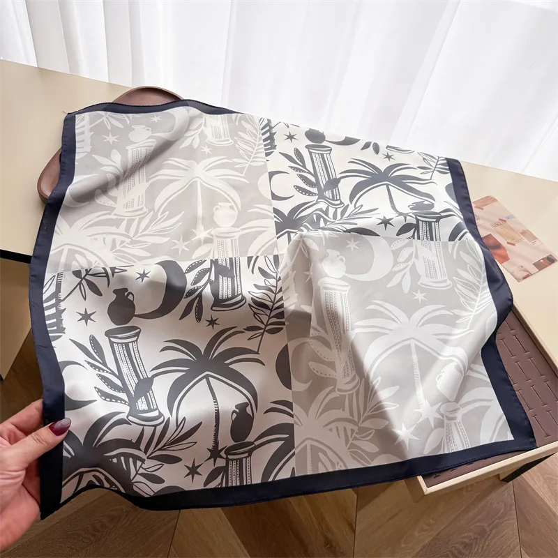 Silk Print Scarf Luxury Hijab Shawl Wraps Bandana Headband Ribbon Headscarf Handkerchief Female Designer Foulards Femme