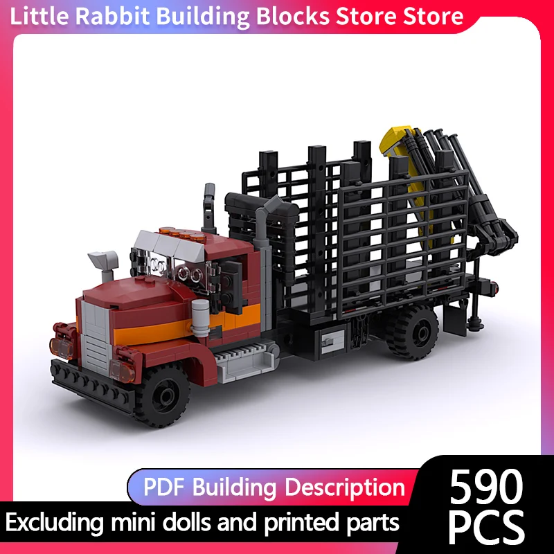 City Car Model MOC Building Bricks Logging Transport Semi Truck Modular Technology Gifts Holiday Assemble Children Toys Suit