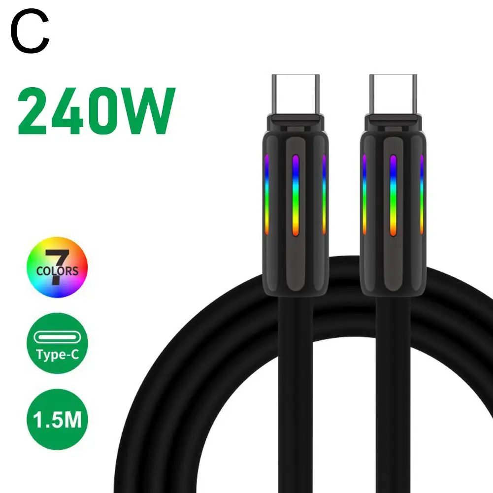 240W USB Type C Data Cable ความเร็วสูง USB ซิลิโคน Fast สายชาร์จสําหรับ Apple แท็บเล็ต Oppo L8V1