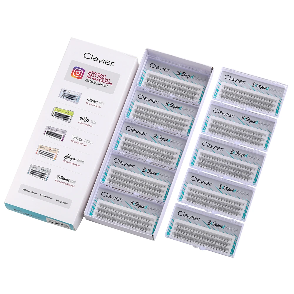 Clavier Beshaped Eyelashes Set Extraordinary Natural Tuft  Lash Synthetic Silk Softer Cluster Eyelash 10 Boxes Per Set