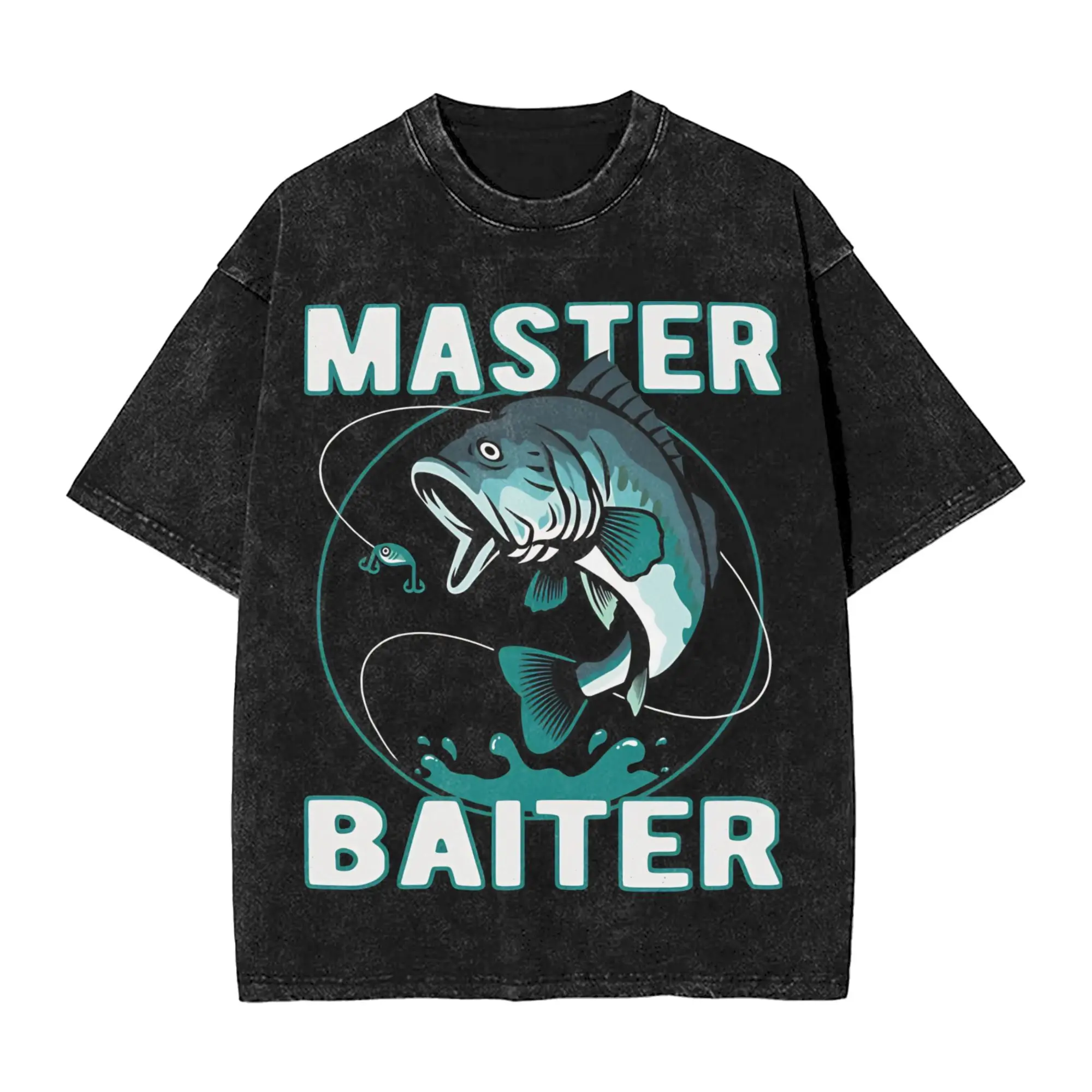 Summer Master Baiter Funny Fishing  Washed T Shirt Outfit Oversize T-Shirt  for Men Women Tee Shirt