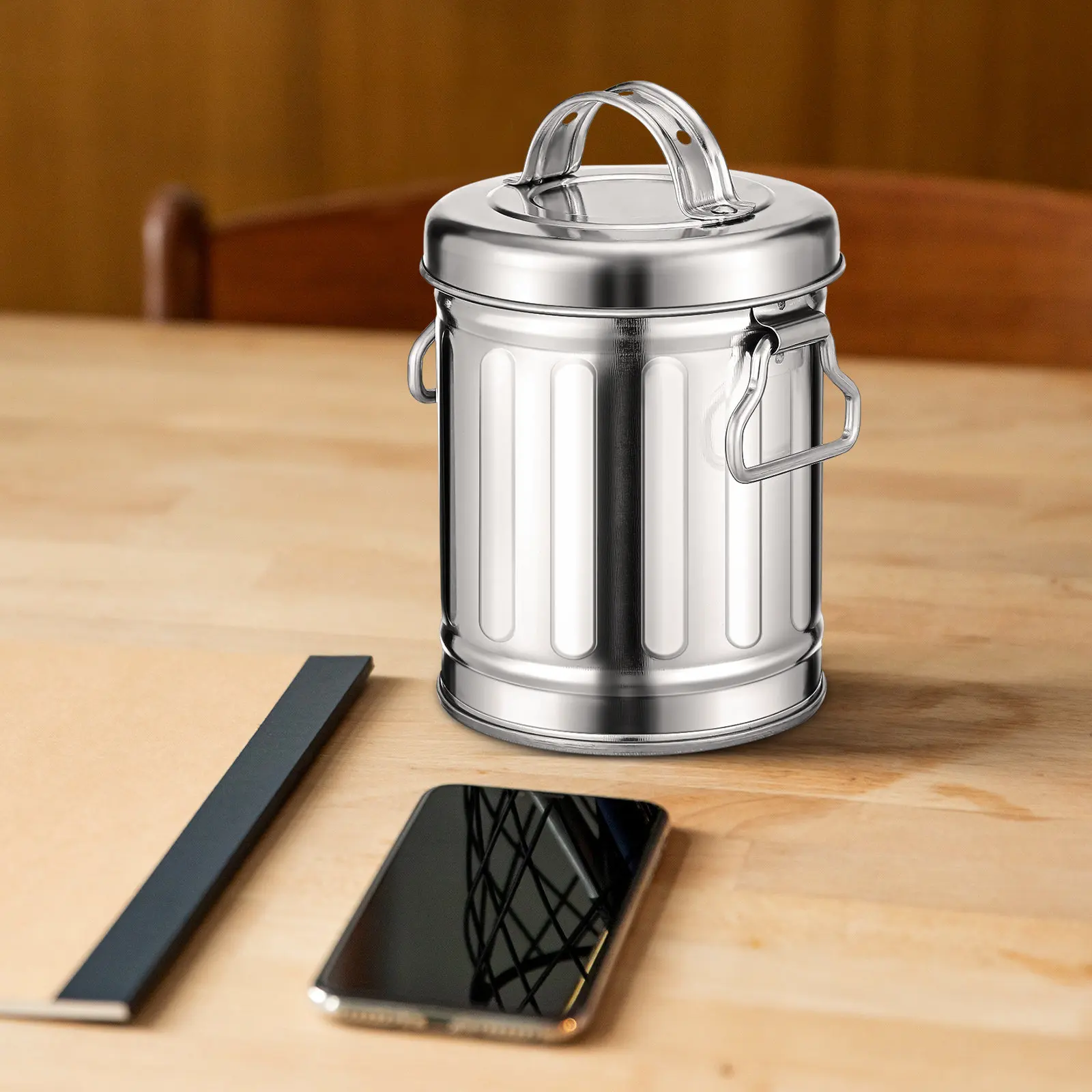 

Vanity Trash Bin Can Outdoor Ashtray with Lid Small Mini Rubbish Cover Smoke Bedside