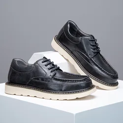 Large Men's Shoes 45 46 Size Autumn/Winter Retro Style Work Shoes Men's Outdoor Casual Leather Shoes Men Leather Original