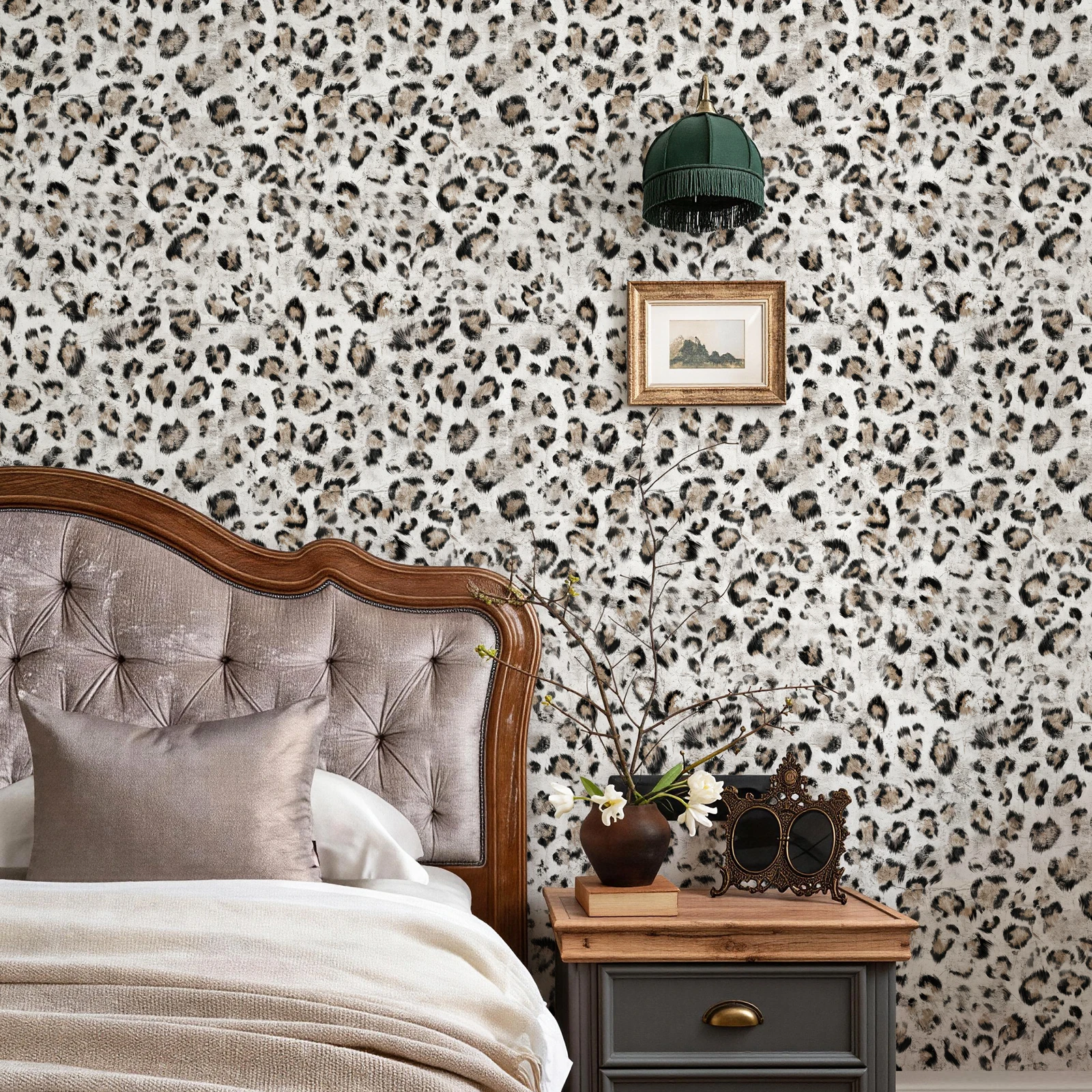 

Brown Leopard Print Fur Influenza Vinyl Self Adhesive Wallpaper Modern Waterproof Animal Fur Wall Renovation Room Decor