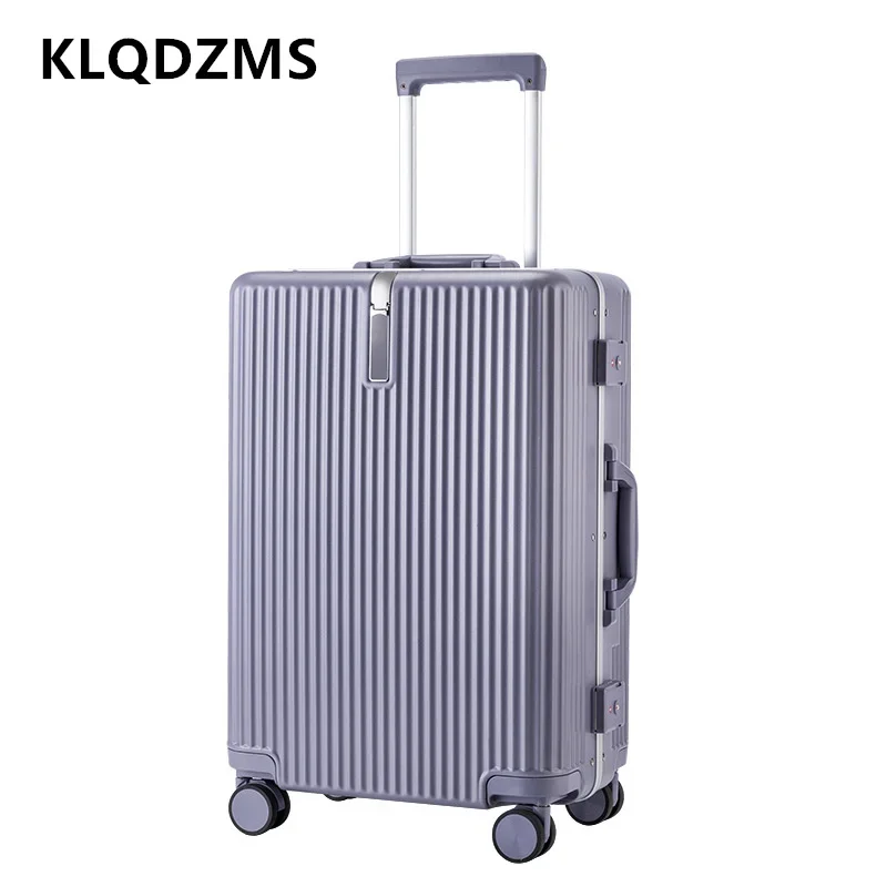 KLQDZMS High Quality Suitcase ABS+PC 20 Inch Boarding Box 18"22"24"26 Aluminum Frame Trolley Case with Wheels Rolling Luggage