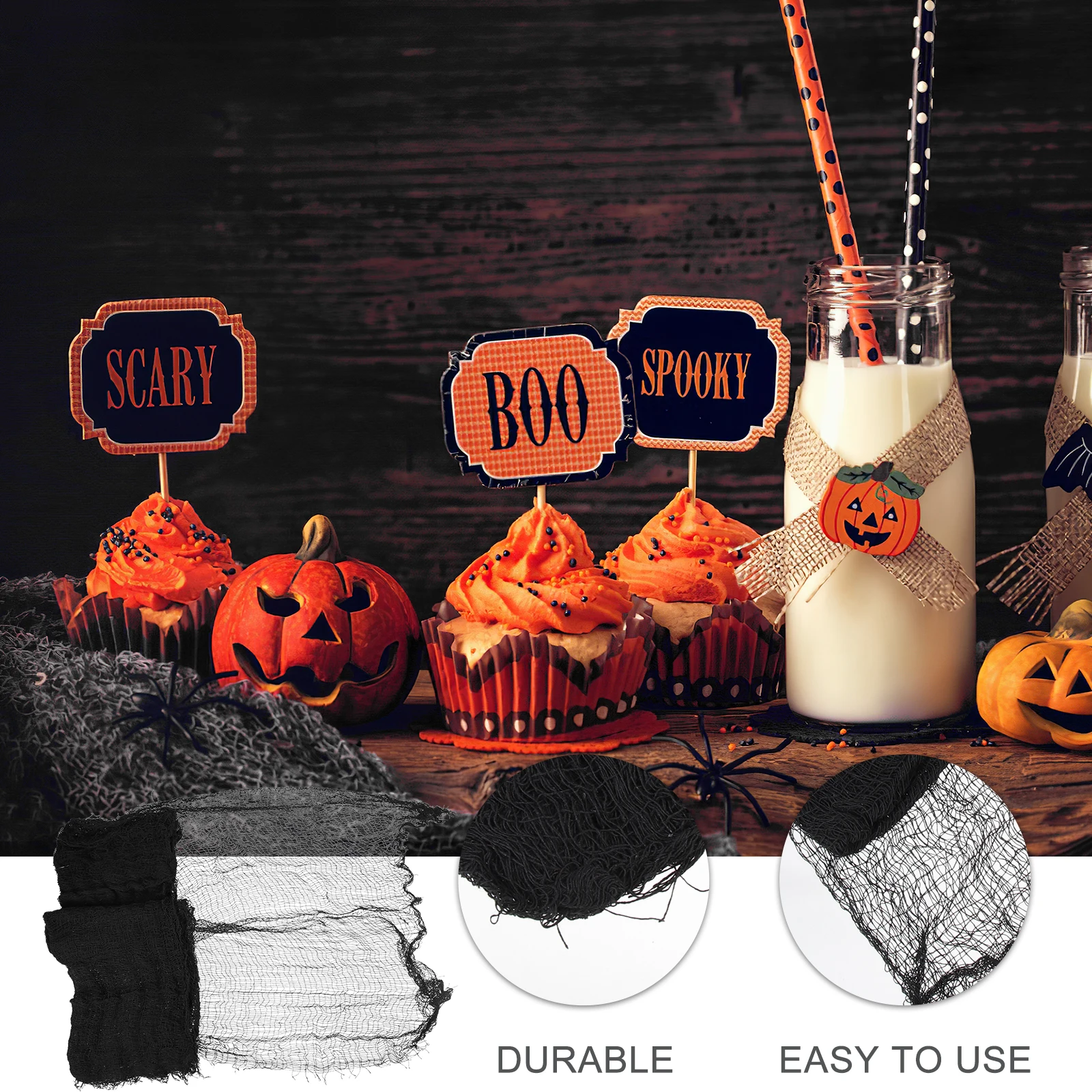 

Halloween Decoration Black Gauze Cloth Creepy Spooky Polyester Festival Atmosphere Layout Props Door Curtain PhotoHaunted House