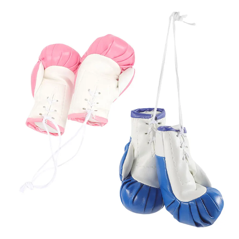 

4pcs Simulation Boxing Gloves Car Hanging Charm Realistic Pvc Decor For Car Mirror Window Door Home Office Interior Accessories