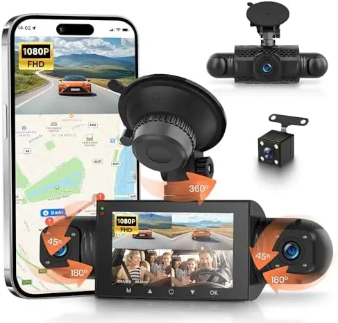 

Видеорегистратор Rimoody 4-канальный 1080P с Wi-Fi, ночным видением и мониторингом парковки – Full HD 360 ° Автомобильный видеорегистратор