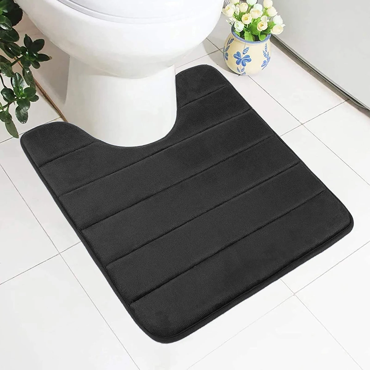 سجادة حمام كبيرة غير قابلة للانزلاق، سجادة حمام طويلة من إسفنج الذاكرة، سجادة حمام فائقة النعومة ماصة وقابلة للغسل