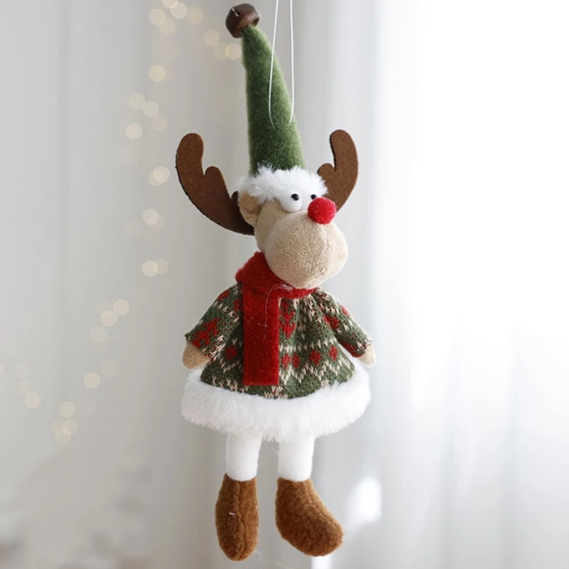 Christmas Tree Ornament Handmade Girl/Elk/Santa/Snowman Dolls Hanging Pendant Decorations for Holiday Festivities