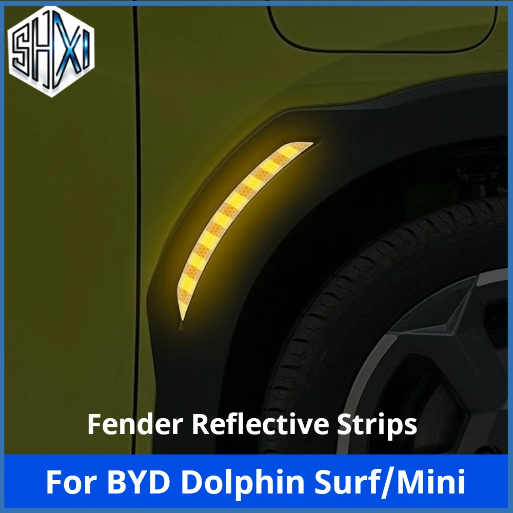 Fit For BYD Dolphin Surf Mini Wheel Eyebrow Reflective Sticker Safety Warning Decal Exterior Accessories