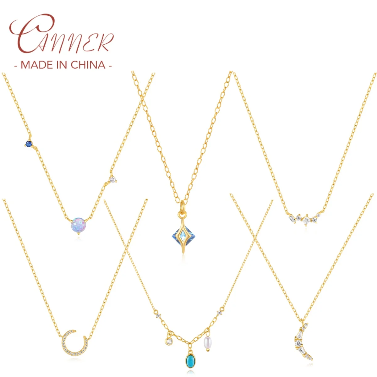 CANNER 925 srebrny długi w kształcie litery Y Fringe ośmiokątny musujący naszyjnik z cyrkonią dla kobiet 18K złoty krzyż wisiorek perła Fine Jewelry
