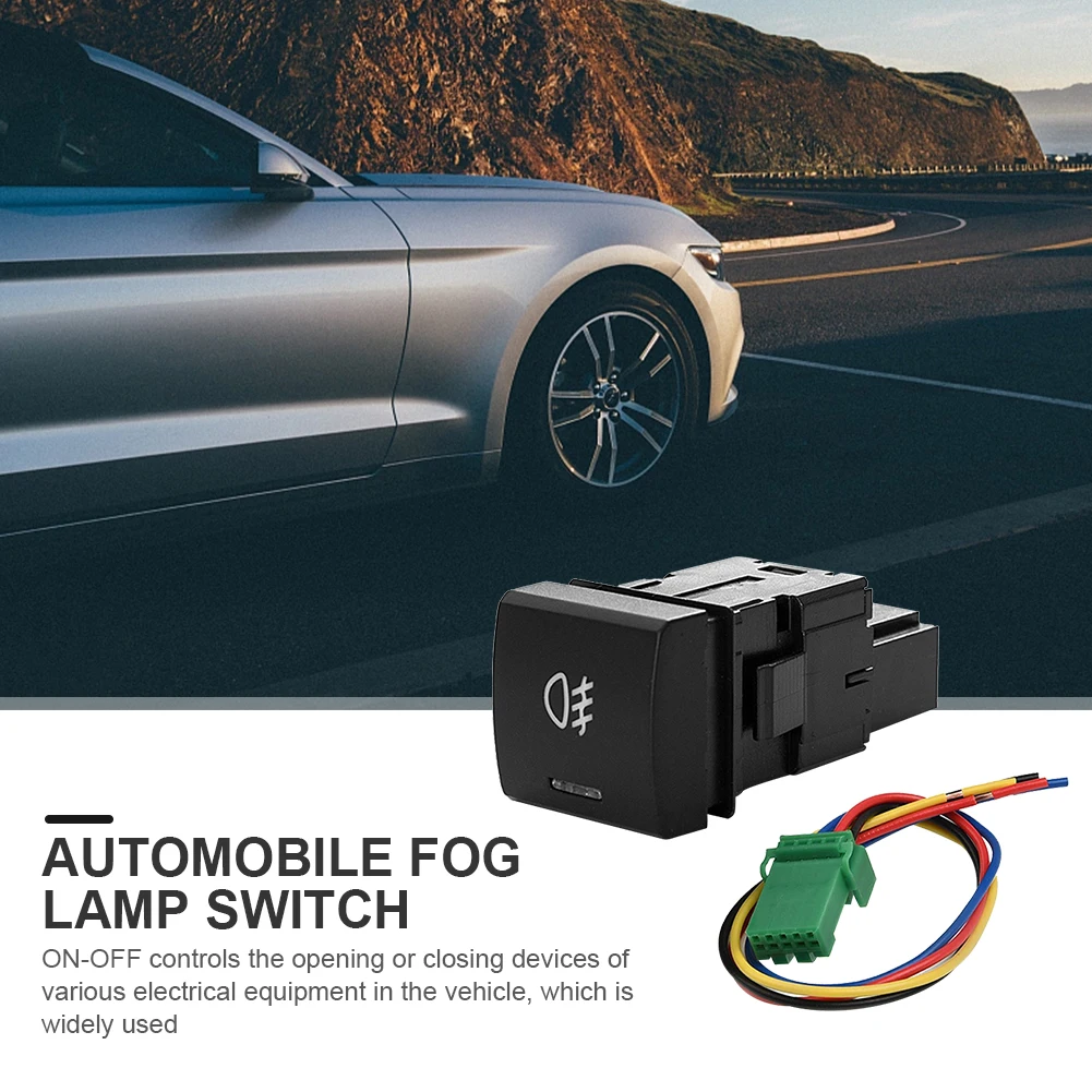 Interruttore fendinebbia per auto con pulsante fendinebbia a luce verde Sostituzione filo di rame puro Refitting fendinebbia 12V 24V per Camry 2018+