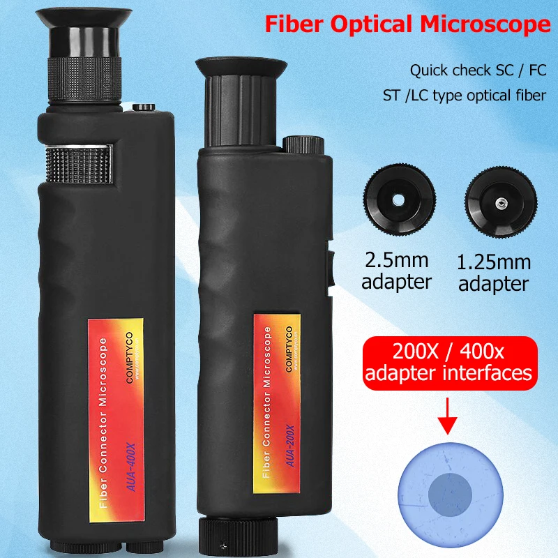 Imagem -05 - Microscópio Óptico Preciso com Iluminação Led Inspeção de Fibra Óptica Microscópio Portátil Borracha Antiderrapante Promoção 200x 400x