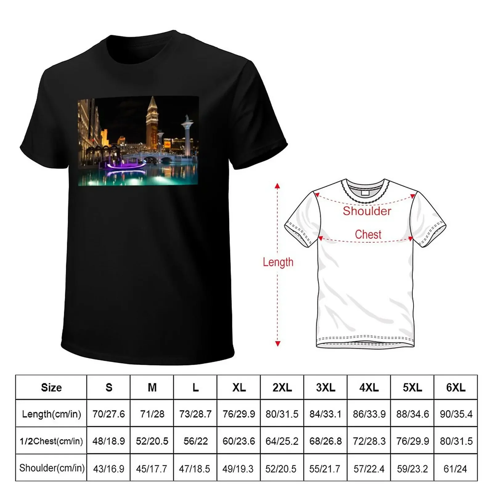 Lighting Up the Night in Neon - Colorful Canals and Gondolas at the Venetian Las Vegas T-Shirt