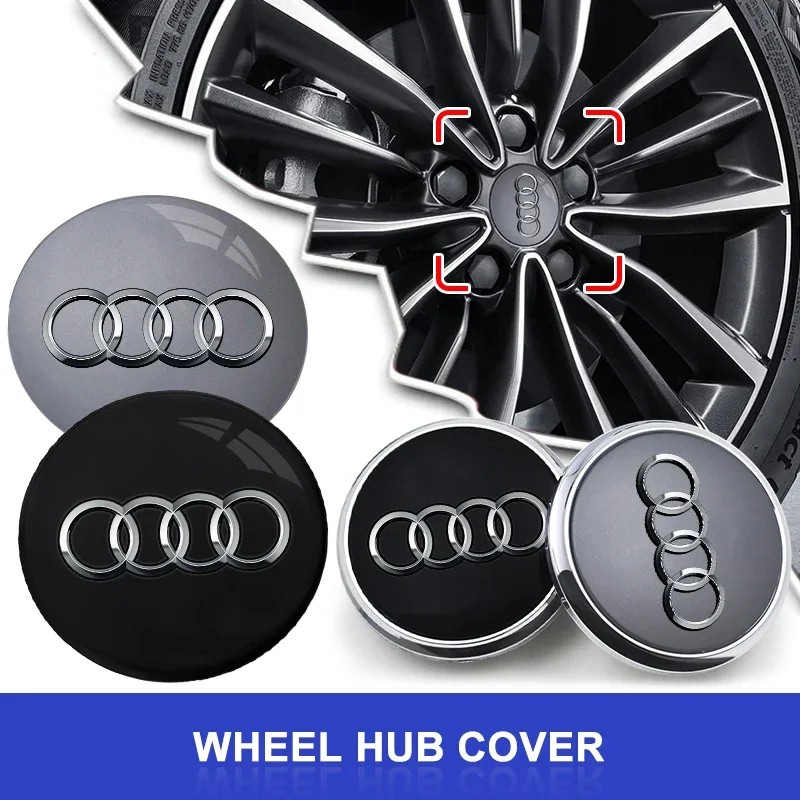 Tapacubos con emblema de coche de 60/61/68/69mm para Audi B5 B6 B7 B8 B9 A3 8P 8V 8L A5 A6 C6 C5 C7 4F A1 A7 A8 Q2