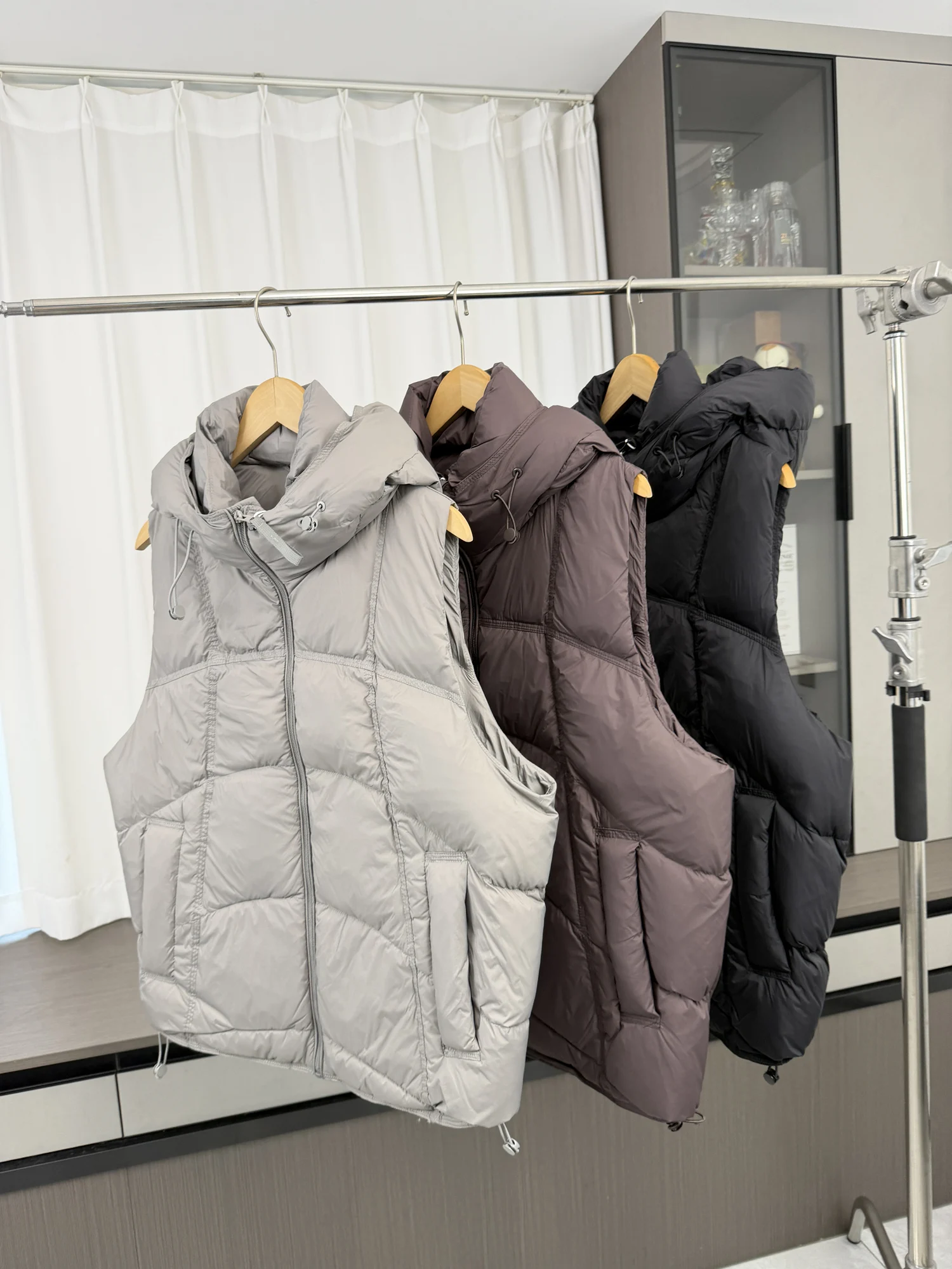 High-End Men's down Vest Fleece White Duck Feather Outdoor Casual Windproof Warm Hooded Fashion Urban Style Youth Outerwear