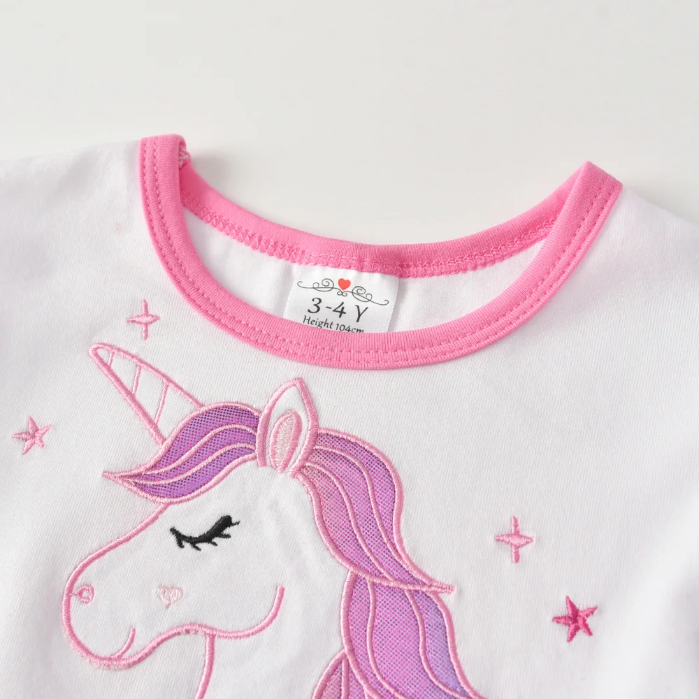 Mädchenkleid mit Einhorn-Stickerei, Langarm, Kinderkleid mit Farbverlauf, Ombre-Tüll-Tutu, Prinzessinnen-Partykleid für Körpergröße 116-128 cm – Detail 4