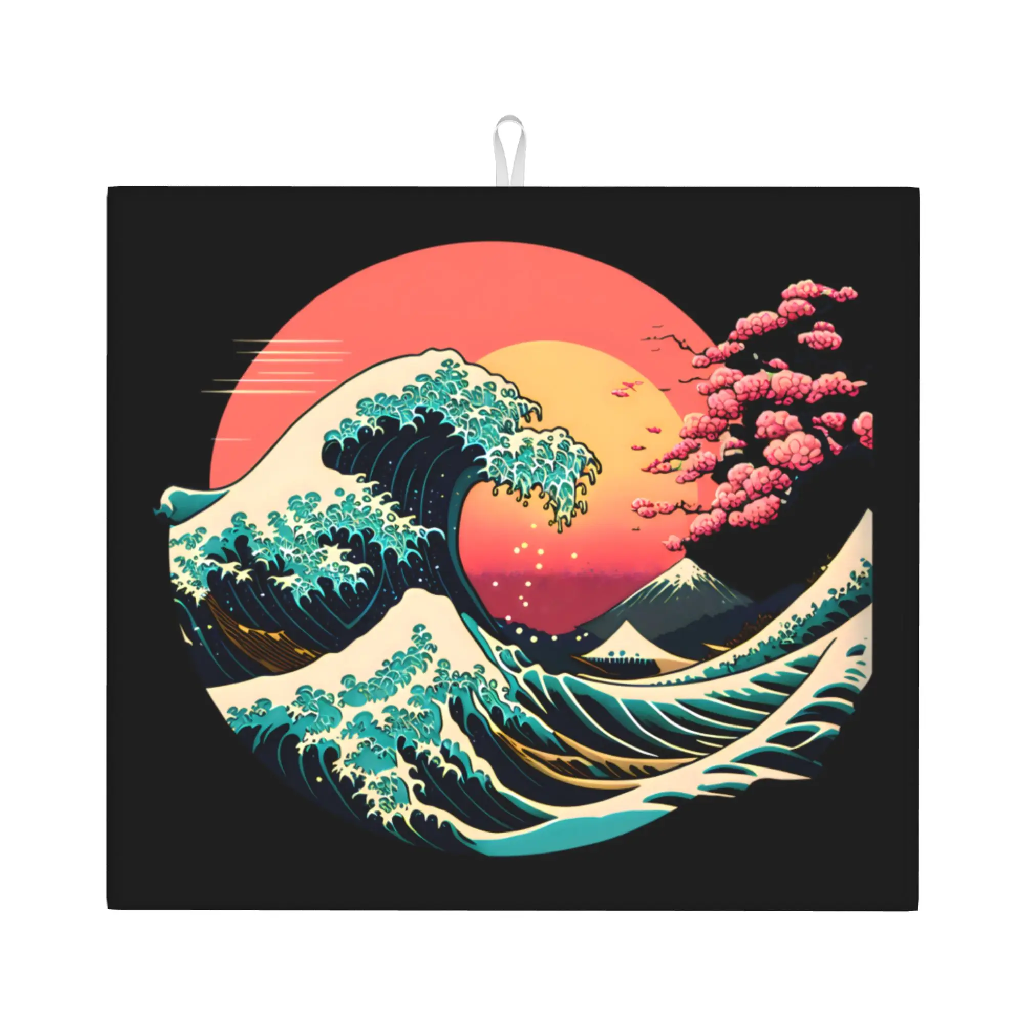 The Great Wave off Kanagawa Non‑Slip Waterproof Absorbent Barware Tableware Oil Proof Reusable  Bathroom Drying Mat For Kitchen
