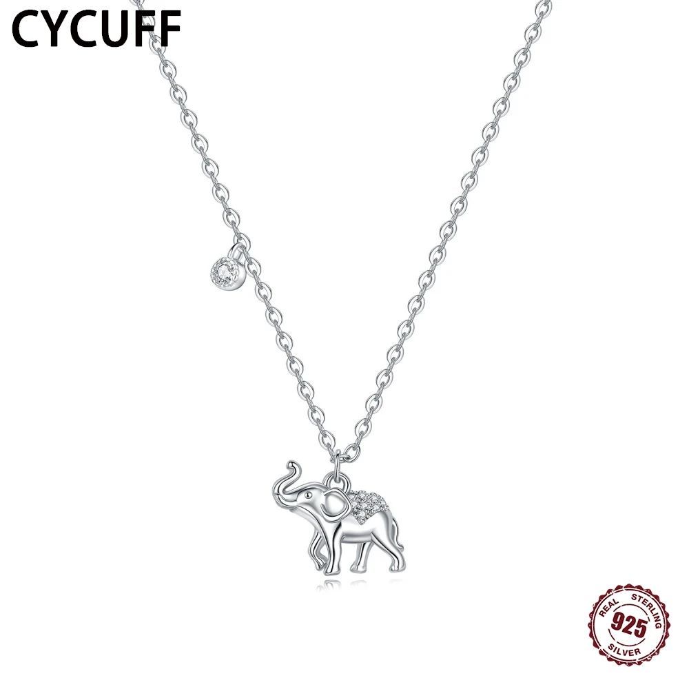 CYCUFF 2025 New Fashion Animal elements Cute Elephant Chain Necklace 925 Silver Charm Necklace for Women DIY Fine Jewelry Gifts