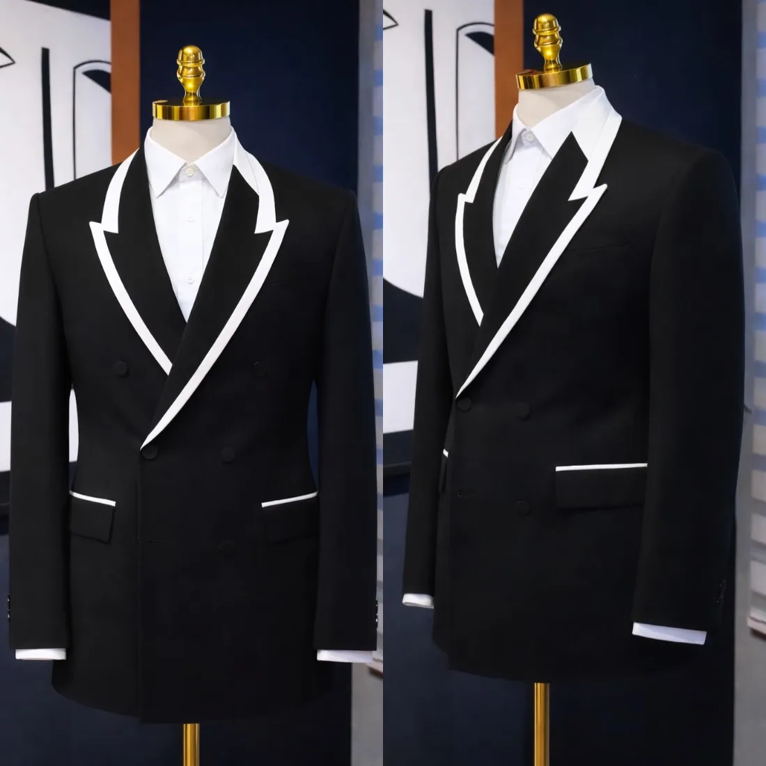 Leisure Men's Suit 2 Pieces Blazer And Pants Peaked Lapel Single Breasted Buckle Wedding Work Wear Business Formal Costume Size