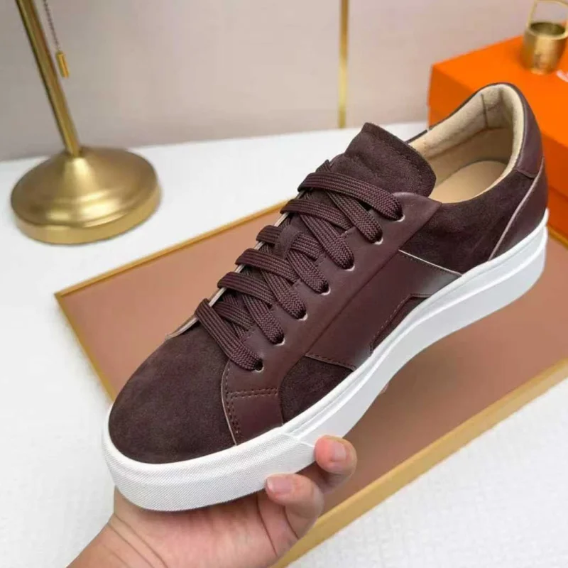 

2026 Italian luxury high-quality men's spliced solid color commuting comfortable casual sports shoes
