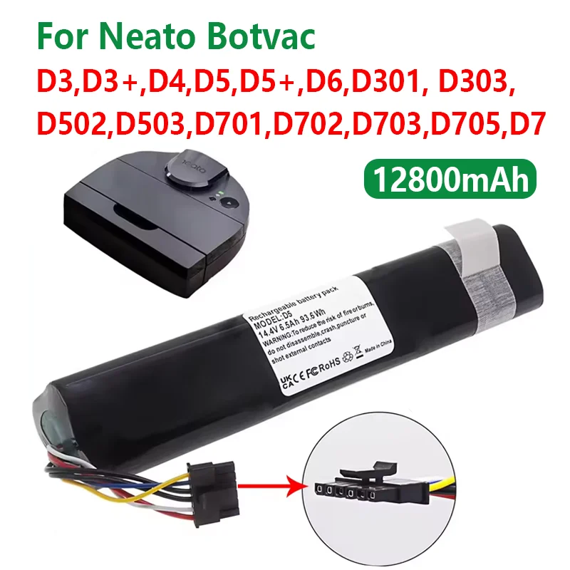 100% новый для замены аккумулятора 14,4 В 61 Втч 12800 мАч для Neato Botvac D3 D4 D5 D6 D7 205-0011 D301 D502 D705 подметального робота