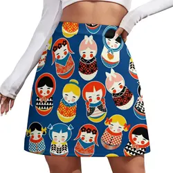 Babushka Russian doll vibrant pattern no2 Mini Skirt Summer dress fairy core fashion Female skirt