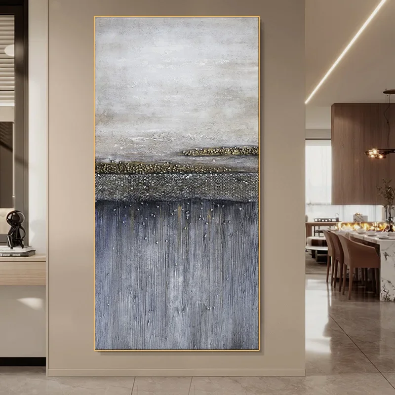 Hand-painted oil painting extreme poverty wabi-sabi wind large living room decorative painting minimalist art abstract texture