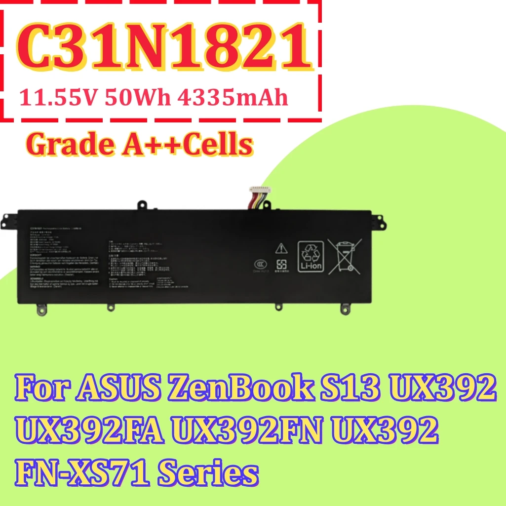 Grade A Cell C31N1821 Battery For ASUS UX392 UX392FA UX392FN S433FL M433IA 0B200-03210100 Factory Direct Sales