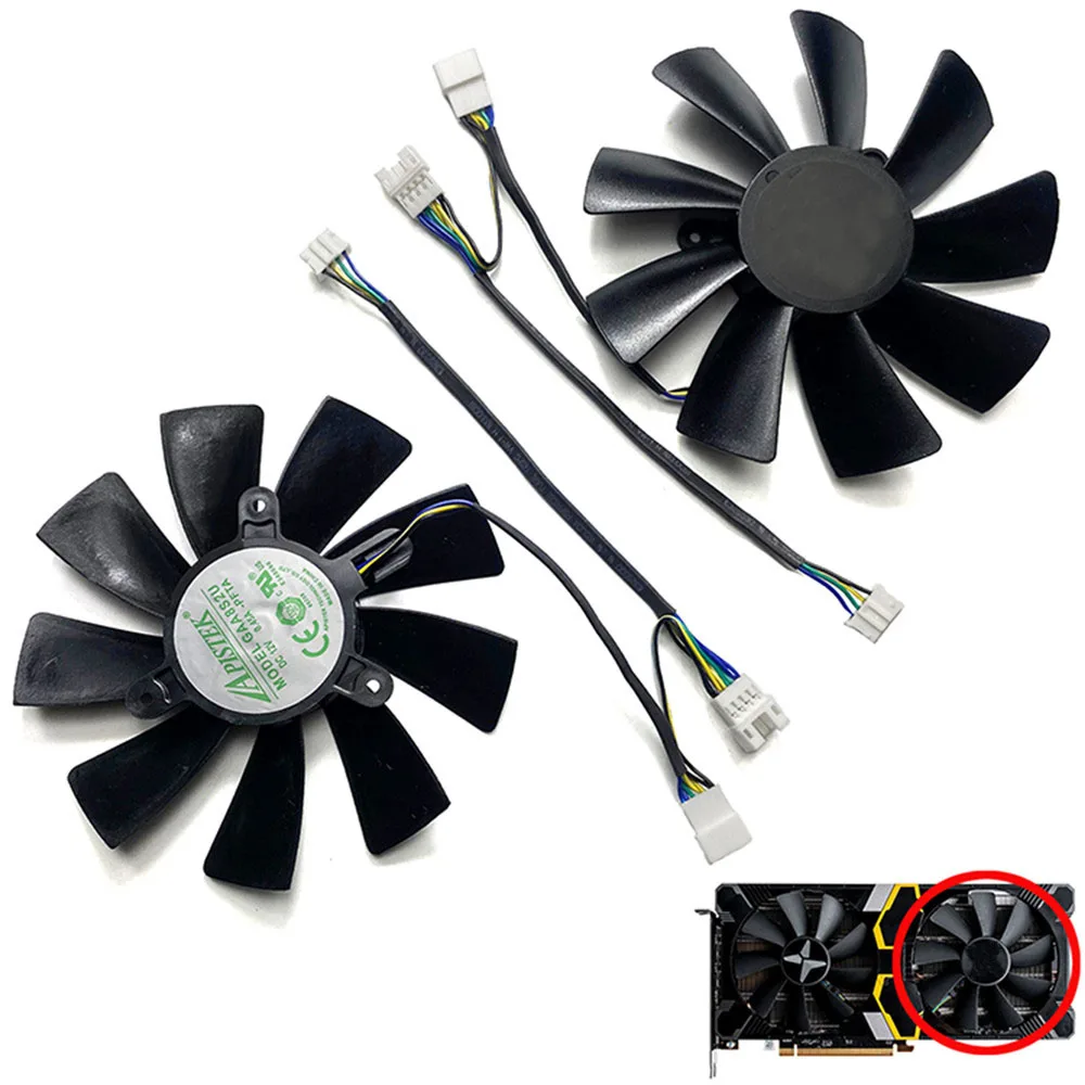 데이터 랜드 RX5500XT 5600XT 5700 5700XT X 플러스 그래픽 카드 교체용 냉각 팬, 4 핀 75mm GA81S2U, 세트당 2 개