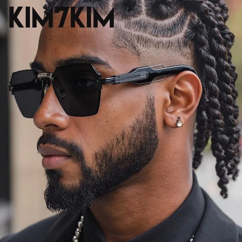 

Classic Punk Rimless Polygon Sunglasses Men 2025 Luxury Brand Fashion Frameless Square Sun Glasses For Male UV400 Eyewear Shades