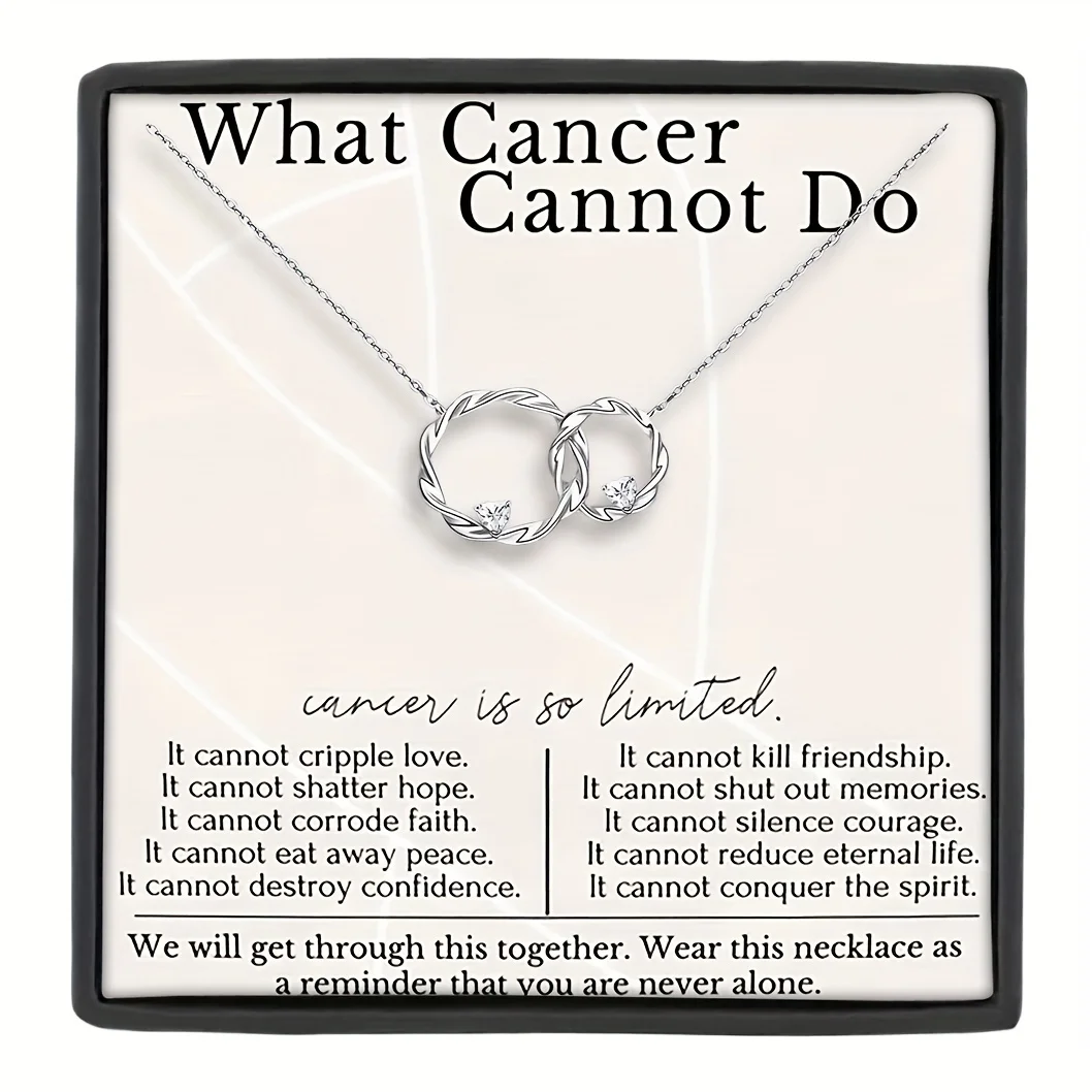 Interlocking Ring Pendant Necklace for Women, Cancer Support Jewelry Gift, Gift for Those Fighting Cancer