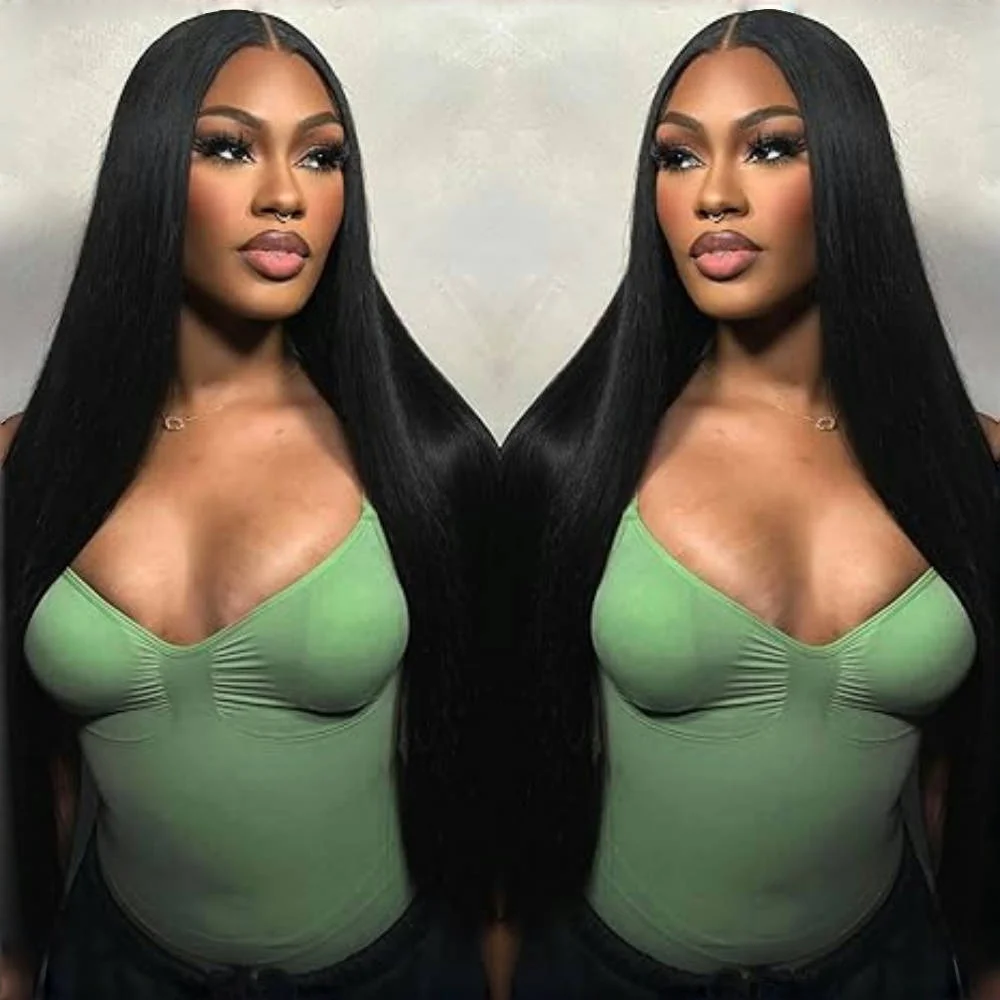 Osso preto cabelo reto 30 38 Polegada 13x6 hd peruca dianteira do laço 613 osso perucas retas 200 densidade 4/27 em linha reta real humano hai