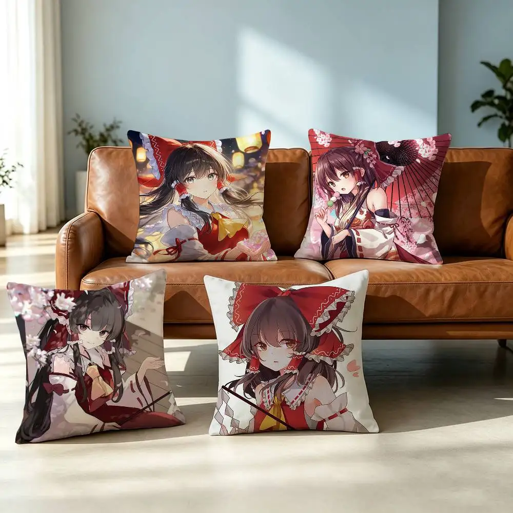 Touhou Project Reimu-Hakurei Square Double-Sided printed Pillow Case Bedroom Bedside Pillow Sofa Cushion Cover Gift