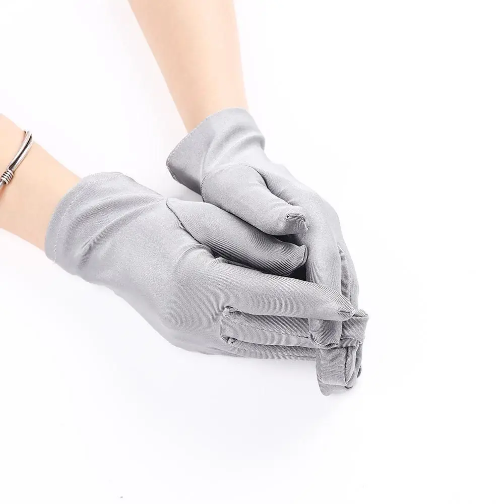 Очаровательные эластичные перчатки для выпускного вечера, атласные перчатки для свадьбы