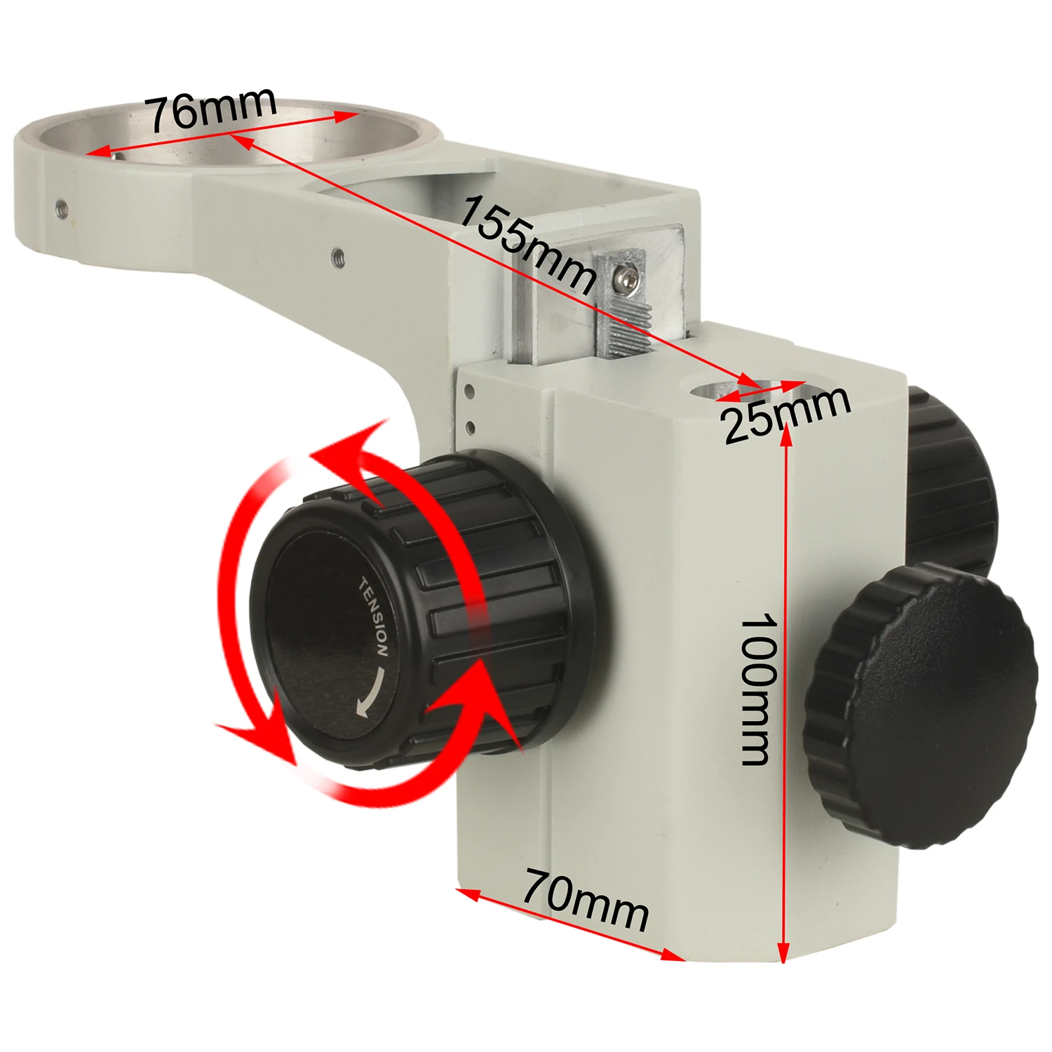 KOPPACE Microscope Focusing Bracket Central Distance 155mm Column aperture 25mm Lens frame diameter 76mm