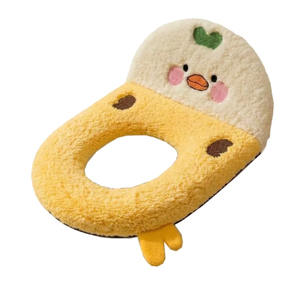 Thickened Toilet Seat Cover Chicken Shape Backrest Warm Toilet Seat Pad Non-Slip Embroidered Cartoon Chicken Toilet Cushion Home