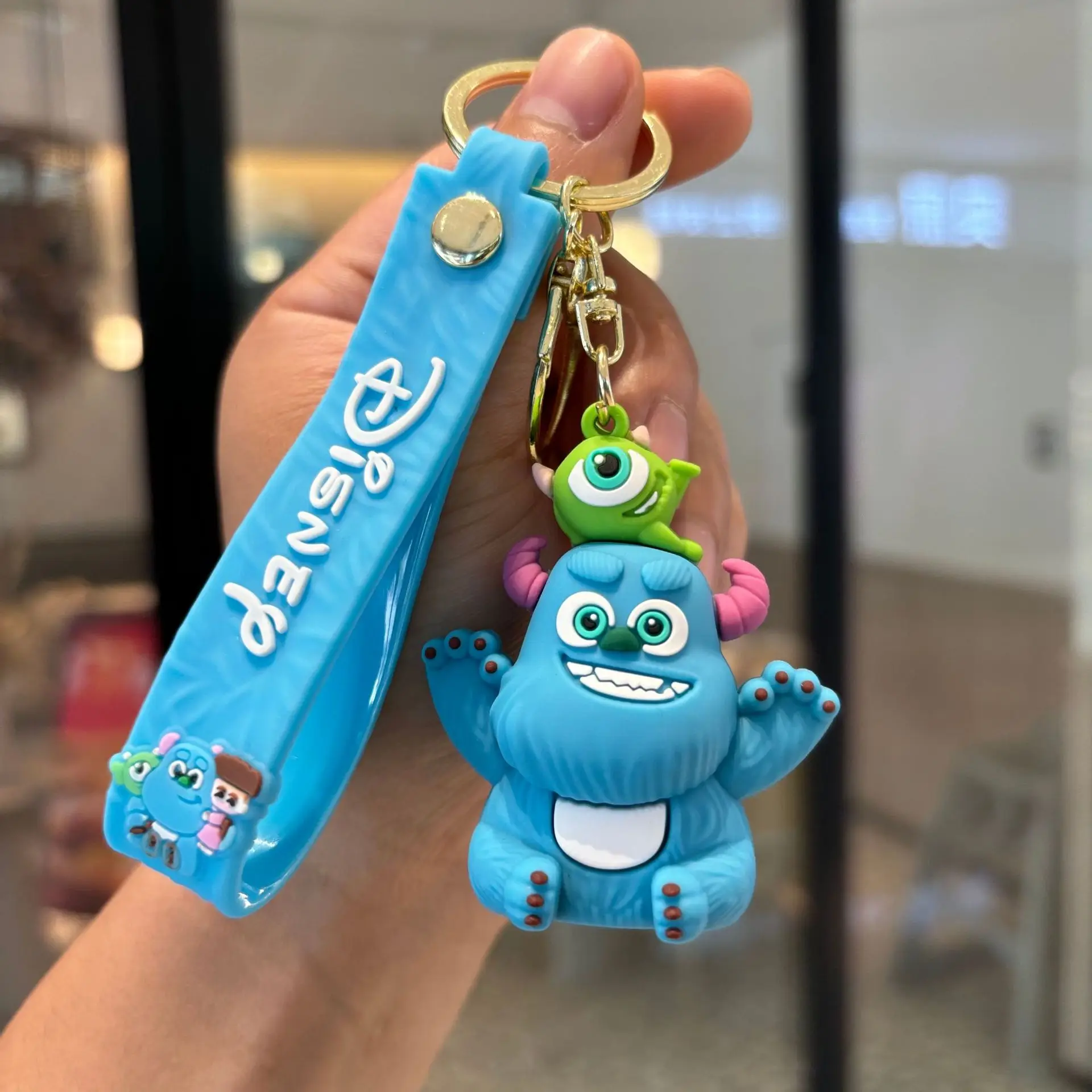 Monsters Inc Disney Cartoon Kawaii Sullivan Mike Keychain Keyring PVC Bag Decoration Jewelry Accessories Cute Toys Pendant Gifts