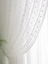 1PC Romantic White Pom Pom Sheer Curtain for the Living Room ,Rod Pocket Voile,Pure Transparent Tulle for Window Decor