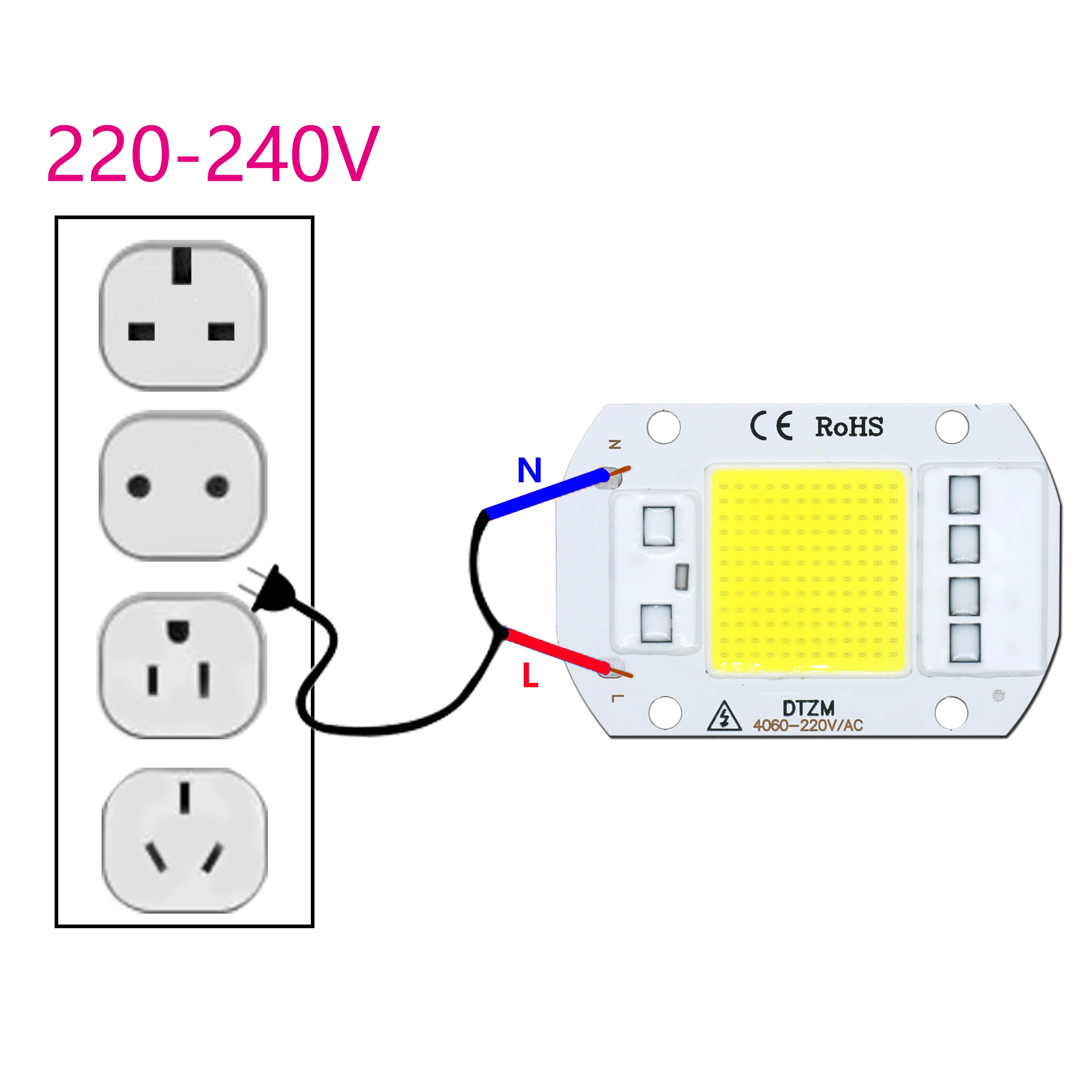 LED Bulb COB Chip 50W 30W 20W 10W Beads 220-240V No need driver For Outdoor Indoor FloodLight Backlight Led module CoolWhite