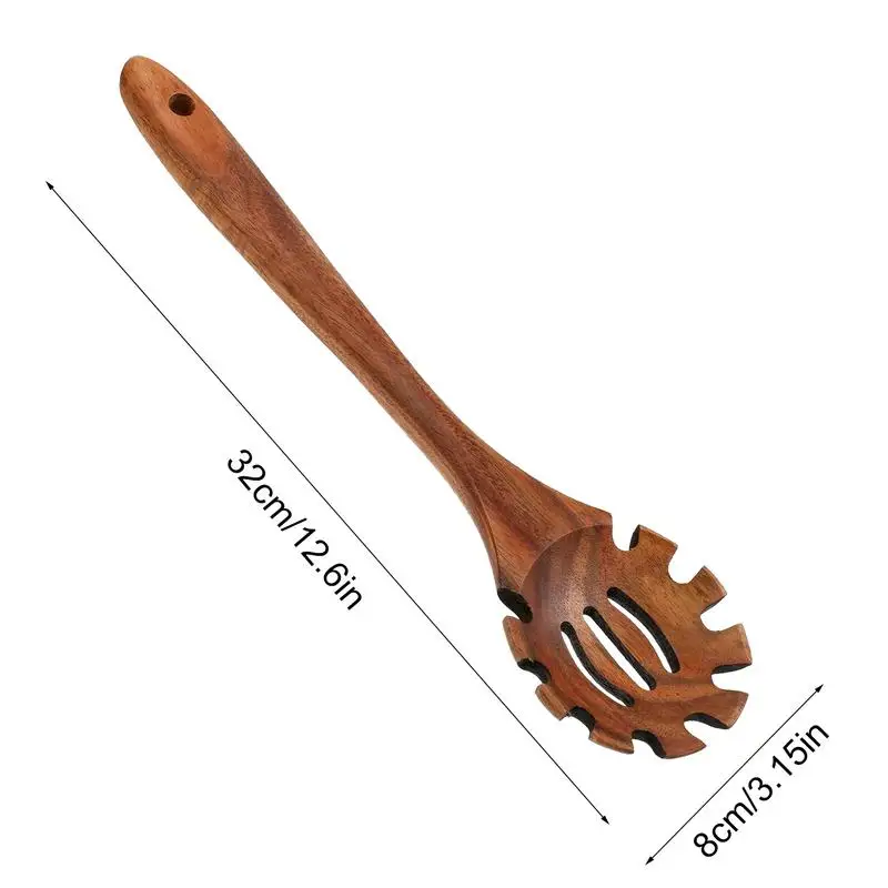 Cuchara de madera para Pasta, cuchara para Fideos de cocina de 12,6 pulgadas, cucharones de madera para mezclar, agitar, degustación y hornear, cucharas con mango largo
